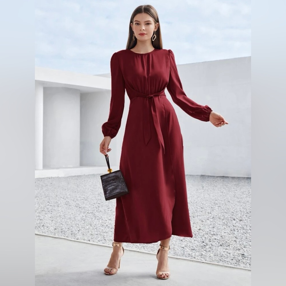 Solid Tie Front Wrap A-line Dress